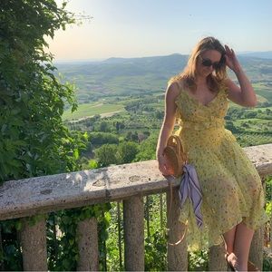 Yellow floral dress from Revolve